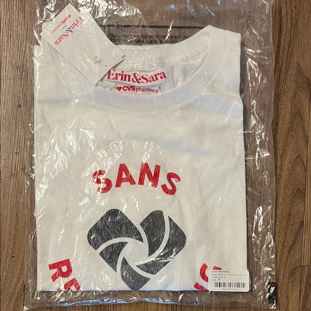 Erin & Sara White Graphic Tee with Red and Black Print